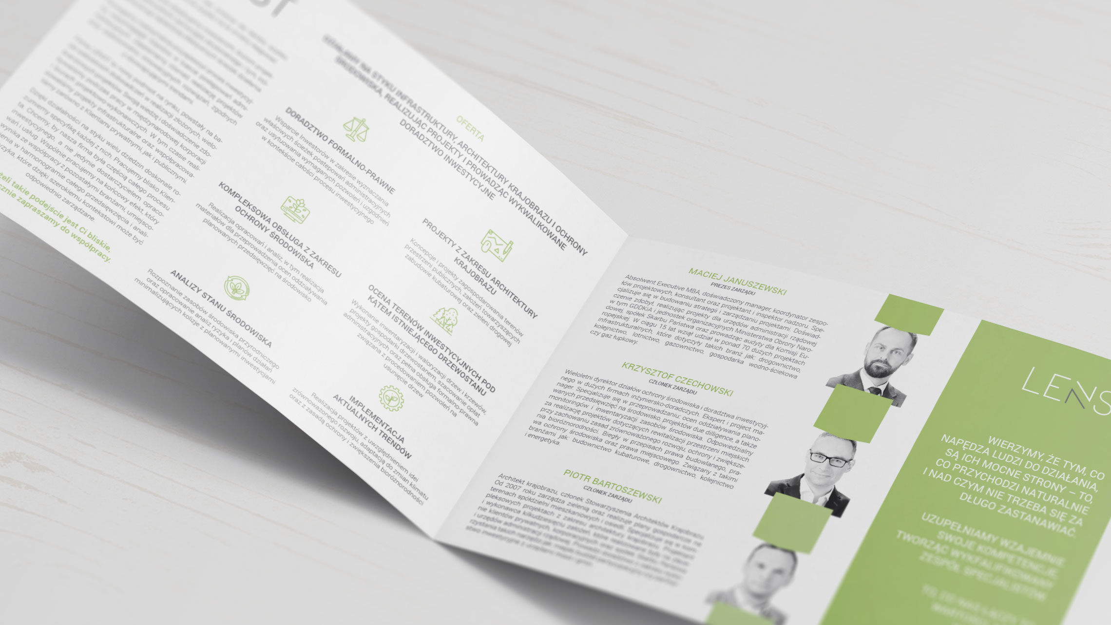 Projekt i&nbsp;produkcja folderu reklamowego dla firmy Lenst