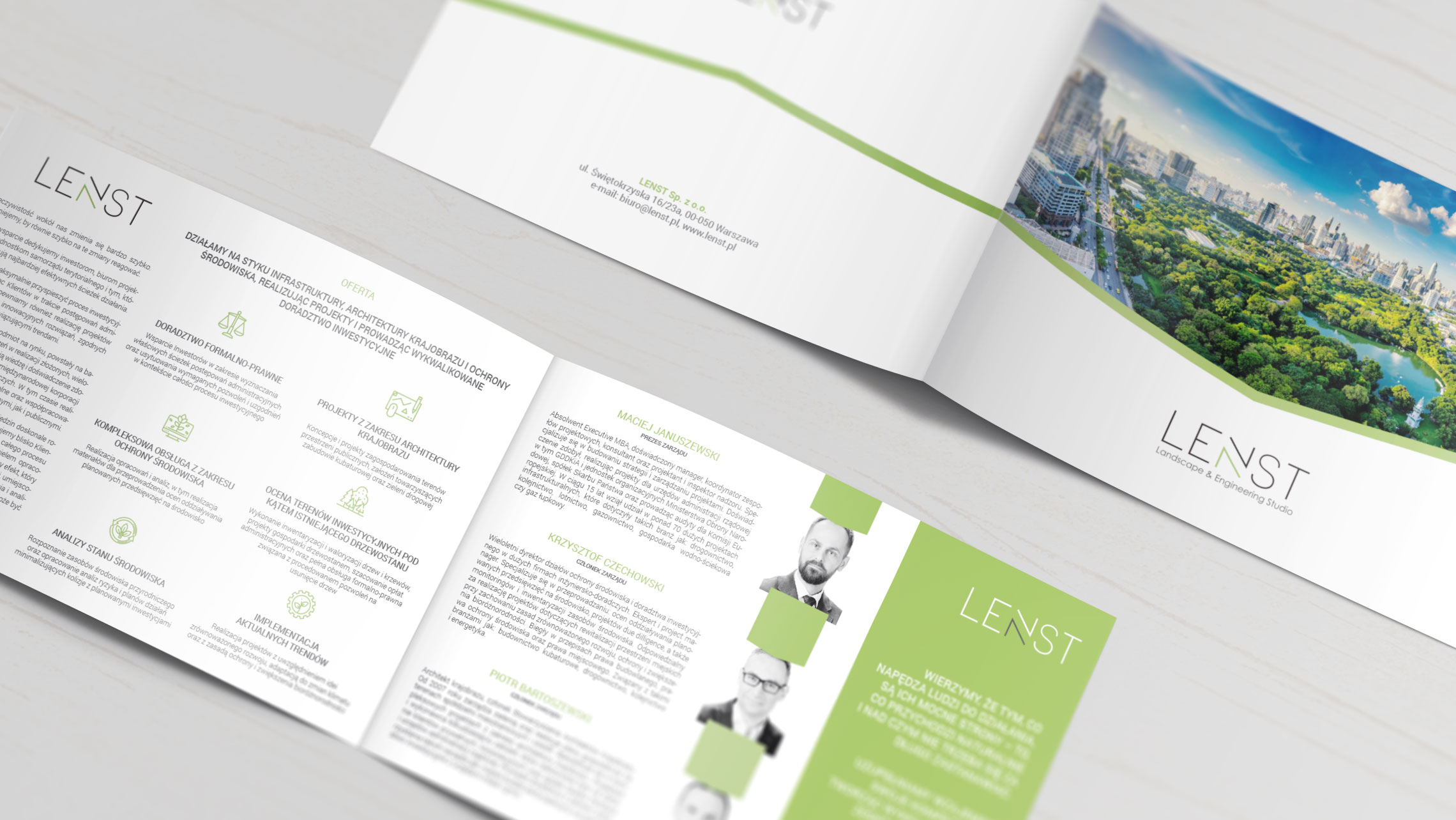 Projekt i&nbsp;produkcja folderu reklamowego dla firmy Lenst