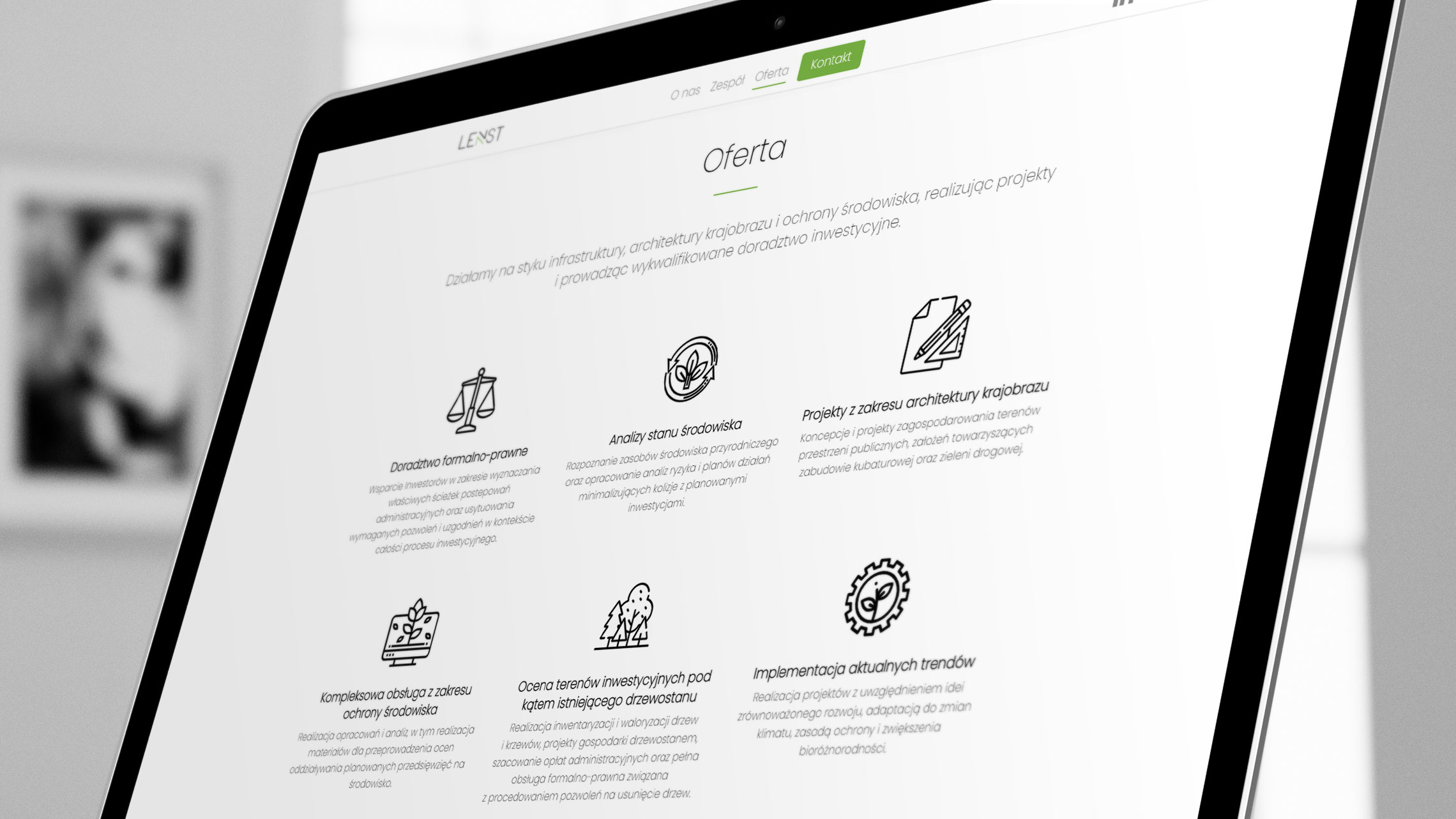 Sekcja oferta na&nbsp;stronie internetowej Lenst