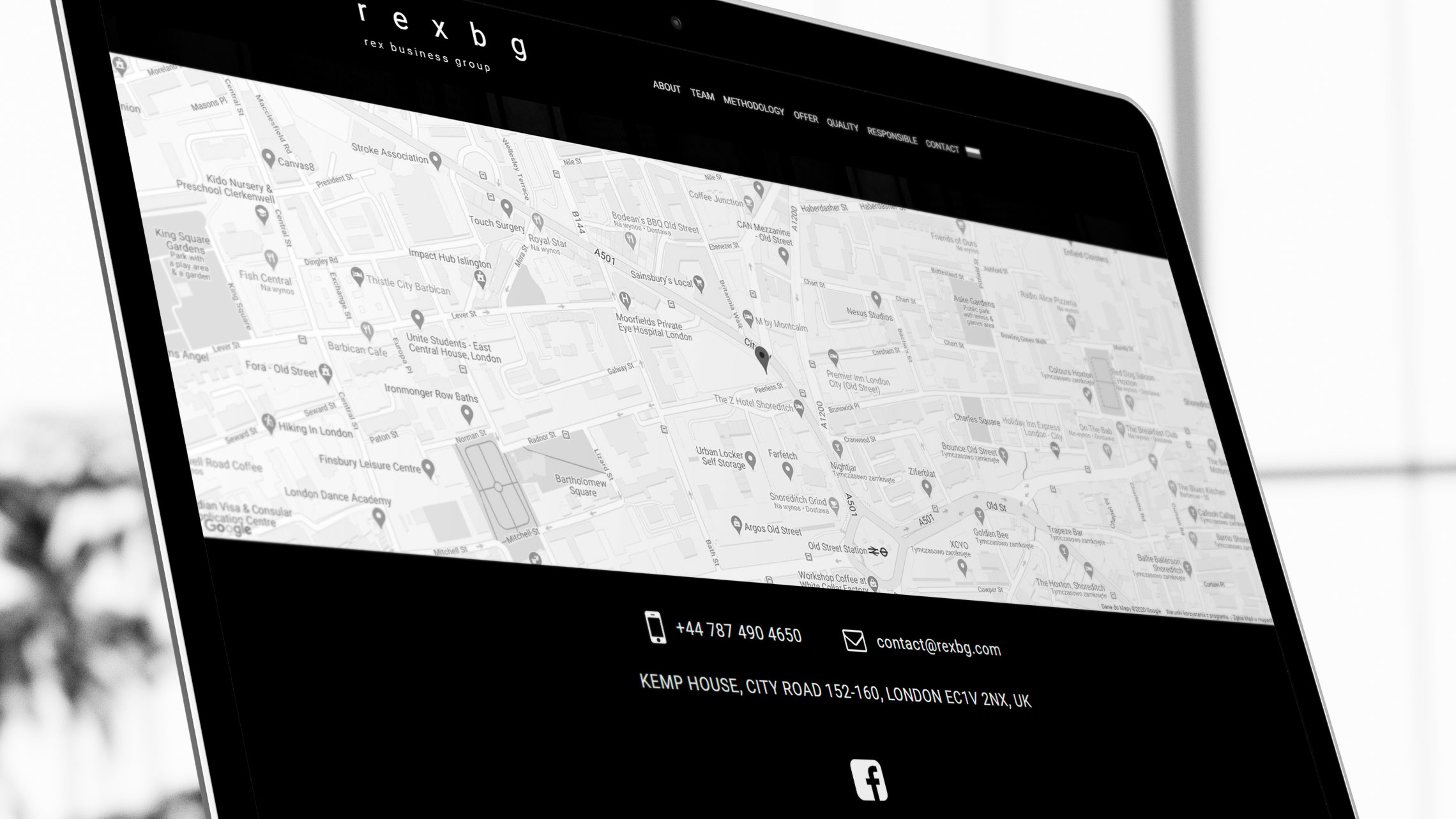 Sekcja kontaktu na&nbsp;stronie internetowej Rex BG