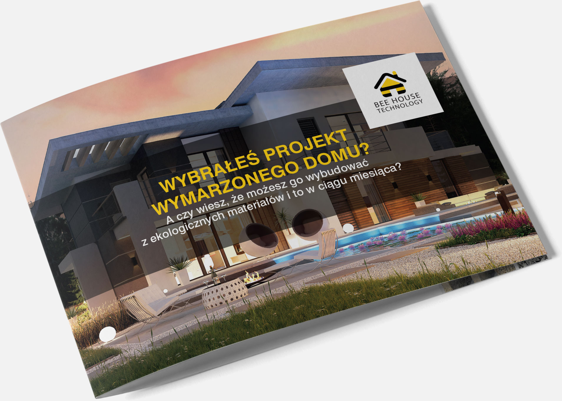Projekt graficzny i&nbsp;produkcja folderu reklamowego dla firmy budowlanej Bee House Technology