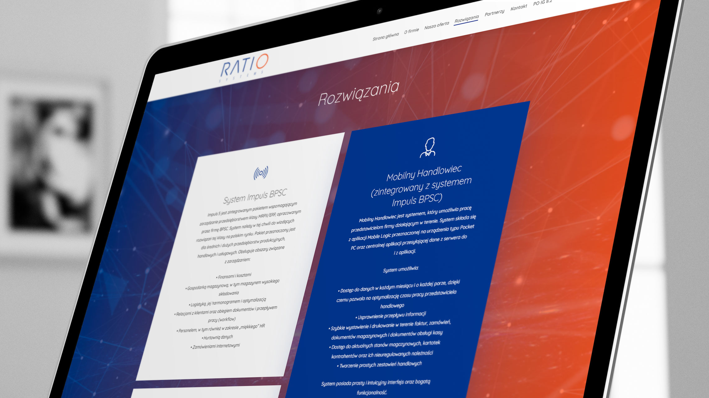 Sekcja rozwiązania na&nbsp;stronie internetowej Ratio Systems